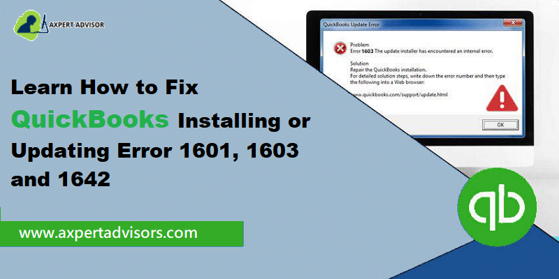 Settle down QuickBooks Error 1601,160 and 1642 - Featuring Image